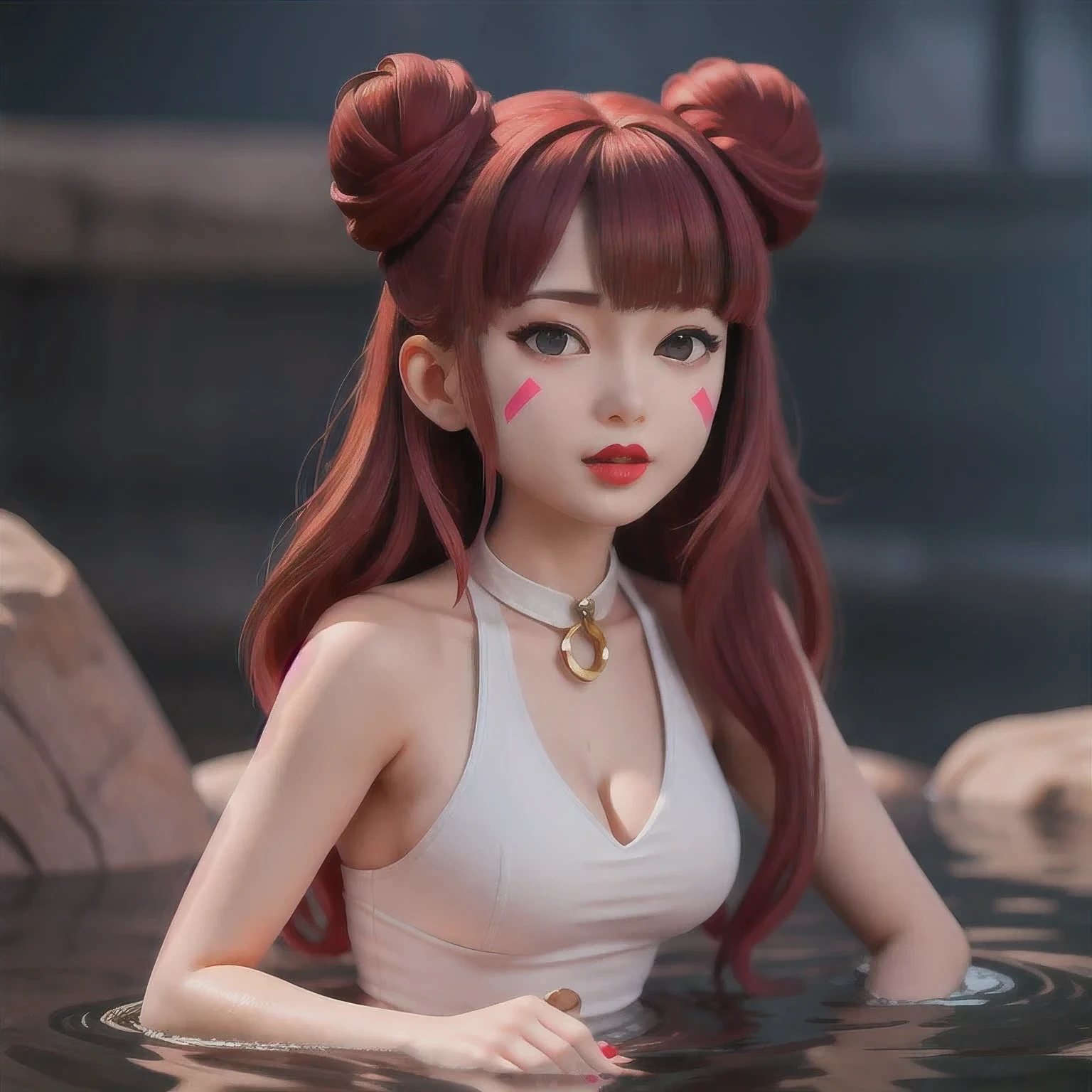 （（（1 Girl）））1 Girl
3d
bare shoulders
black eyes
black hair
blurry
blurry background
breasts
brown eyes
depth of field
leaning forward
lips
lipstick
looking at viewer
makeup
nose
outdoors
realistic
red lips
short hair
shorts
solo
tank top，(Desert Abyss)
1 Girl
bangs
White Lace shoulders
亚麻重棉刺绣丝绸
cleavage cutout
closed eyes
crescent
crescent facial mark
double bun
浅粉  Lace dress
facial mark
facing viewer
forehead mark
White Lace
﻿
飘逸 long hair
mini breasts
parted bangs
partially submerged
pink hair
red hair
solo
very long hair
wading
water