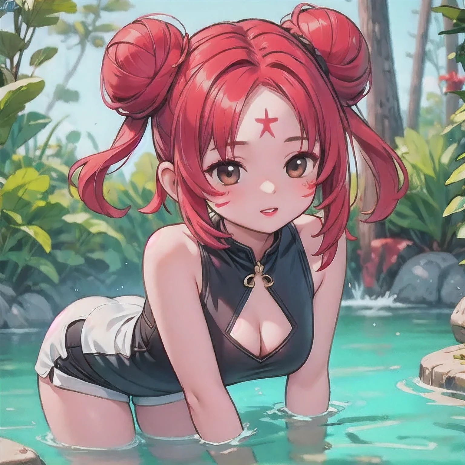 （（（1 Girl）））1 Girl
3d
bare shoulders
black eyes
black hair
blurry
blurry background
breasts
brown eyes
depth of field
leaning forward
lips
lipstick
looking at viewer
makeup
nose
outdoors
realistic
red lips
short hair
shorts
solo
tank top，(Desert Abyss)
1 Girl
bangs
White Lace shoulders
亚麻重棉刺绣丝绸
cleavage cutout
closed eyes
crescent
crescent facial mark
double bun
浅粉  Lace dress
facial mark
facing viewer
forehead mark
White Lace
﻿
飘逸 long hair
mini breasts
parted bangs
partially submerged
pink hair
red hair
solo
very long hair
wading
water