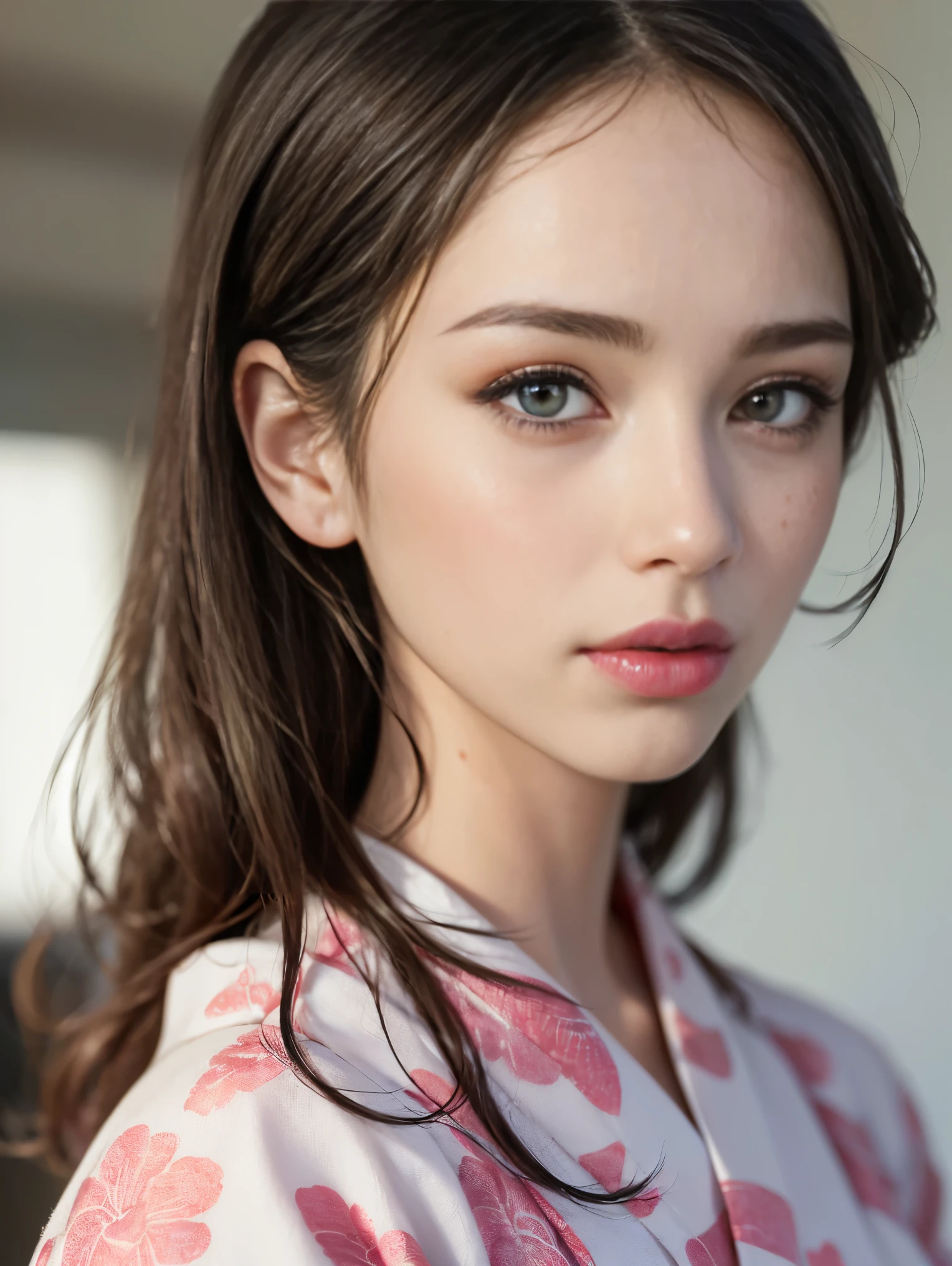 Facial retouching///Wearing clothes, Fix it in safe mode, (Accurately reproduce images1.37), (1.Lady), , high school girl, Japanese women, Supermodel, (Best quality correction:1.21), 32K resolution, (Genuineistic:1.21), (Ultra-realistic:1.21), High resolution UHD, (masterpiece:1.21), (Improvement of quality:1.4), (Very beautiful facial details), (Perfect Anatomy:1.37), (Floral Yukata:1.37), (Natural Wave Hair:1.37), (In a Kyoto townhouse:1.21), (Perfect eye of the most absurd quality:1.25)、((Absurd resolution clear quality eye), Sharp without blur_completely_round_Genuine_black_eye:1.21 Super Quality), (Very intricate details:1.2), (((Detailed pupils:1.21)), ((Improvement of quality:1.21), (Highest quality real texture skins:1.21), (Highly detailed eye:1.21), Symmetrical eye, Face drawn in detail, (Ultra-detailed eye:1.21), (tired, Sleepy and satisfied:0.0), (Beautiful Lips:1.21), (Great nose:1.2), Fine eyelashes, Sharpen your eyebrows, (Realistic), (Sharp focus), Faithful and accurate facial reproduction, Blurred Background, Professional cinema lighting,