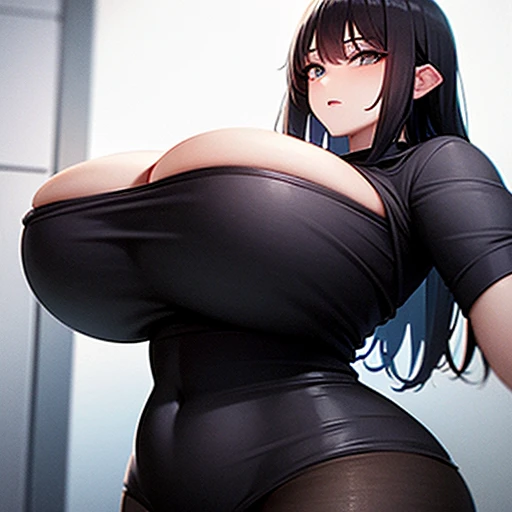 Huge breasts，Black Hair，From below，Digestion