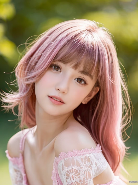 (spread pussy:1.3),Browsing Caution, One Girl, (beautiful girl, Delicate girl:1.3), (14 years old:1.3),
break, Very beautiful eyes, (Symmetrical eyes:1.3),
break, Small breasts, Brown eyes, Parted bangs, Pink Hair, (ponytail), (Upper teeth, The best smile:0.2),
break, (Eye and facial details:1.0),
break, (masterpiece, highest quality, Very detailed, Detailed face, 8k),Pink Hair,Fluffy hair,美しいPink Hair,Wide-angle,whole body,Exposing the breasts,Lace dress