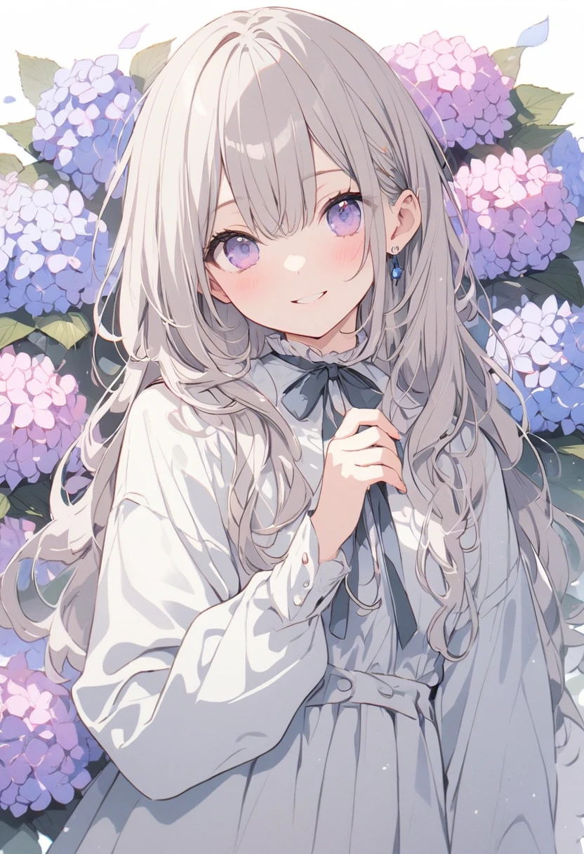 Hydrangea macrophylla background, pale color, , smile,