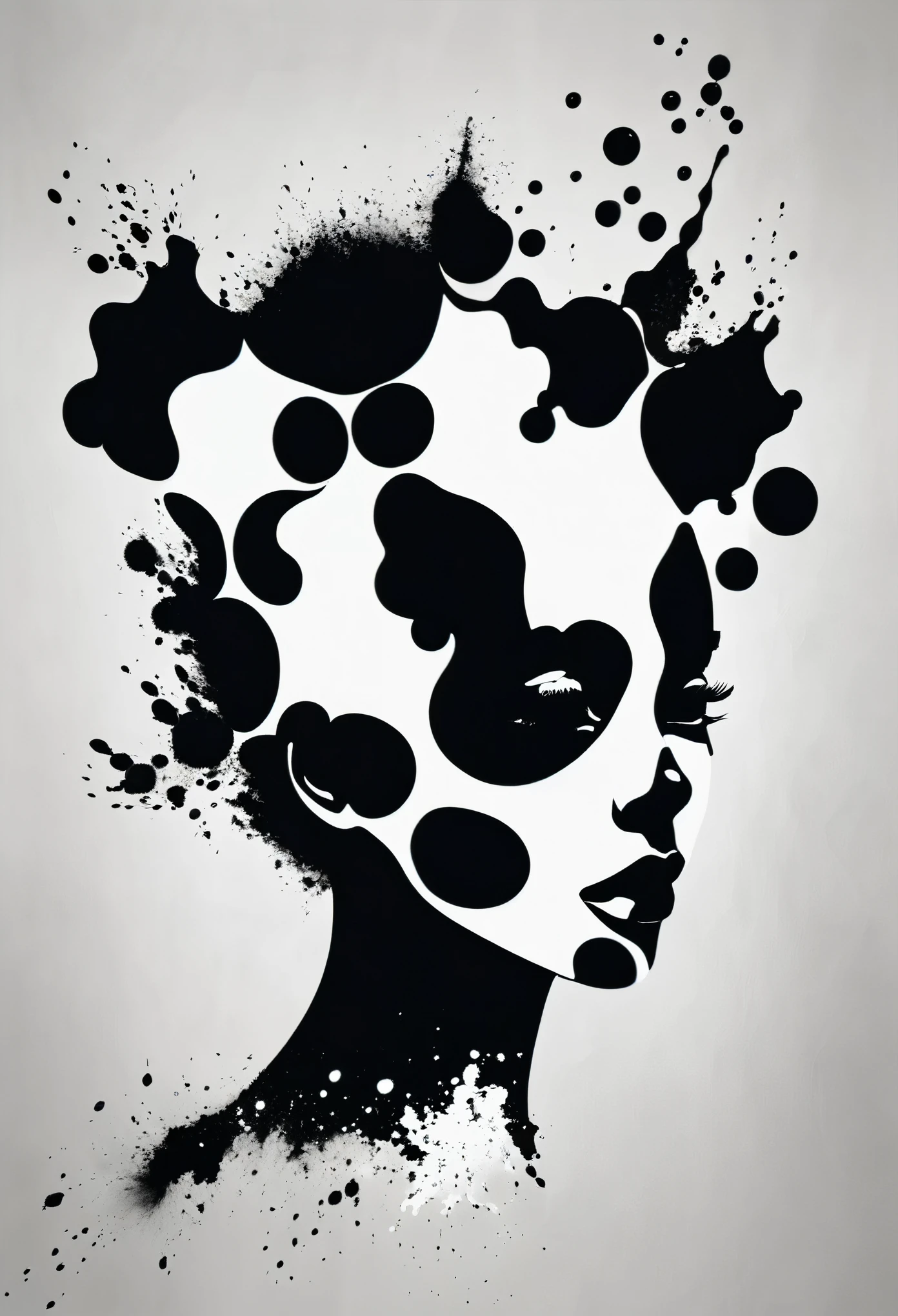 Rorschach images in shape of a black woman, white background, 32k, ultra HD