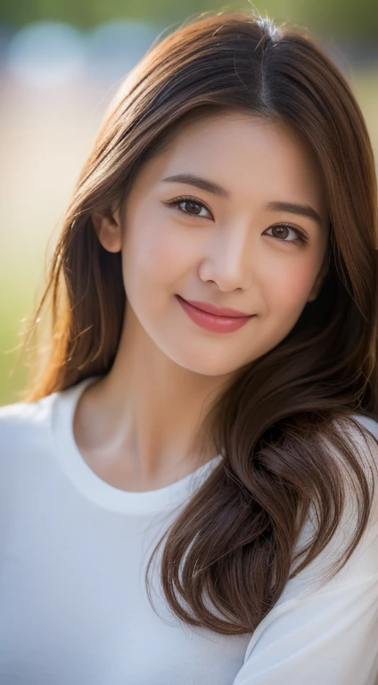  Brown haired woman, 30 years old、welcome、bloom、Lens flare、(8k、born、Professional、highest quality、masterpiece:1.2)、(Realistic、Photorealistic:1.37)、Ultra-detailed、(Highest Detail Skin:1.2)、(Ultimate detailed face:1.2)、Cinema Lighting、1 Female、Japanese、Brown Shortcut、(the wind is strong)、Warm White Light、A shy smile、Photographed from the front、((highest quality、8k、masterpiece:1.3))、Beautiful woman with perfect figure:1.4、、((Dark brown hair、huge tits:1.2))、Highly detailed face and skin texture、Detailed eyes、double eyelid、huge 、gender　Wearing a plain white crew neck T-shirt　Beach　Hawaii　whole photo