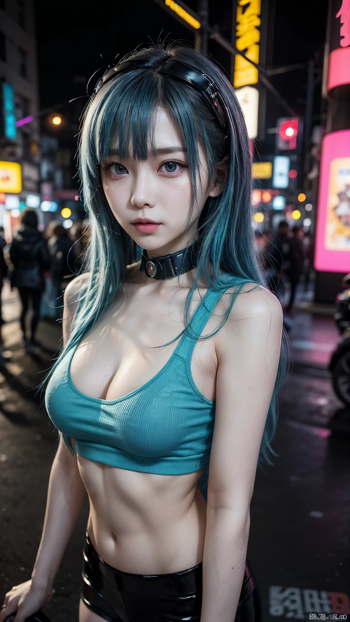 there is a woman with a blue hair and a grey top, anime girl cosplay, inspired by Leng Mei, photo of slim girl model, anime girl in real life, seductive anime girl, cyberpunk 2 0 y. o model girl, chinese girl, female cyberpunk anime girl, photo of slim girl, beautiful cyberpunk woman model, anime cosplay, cosplay photo, cosplay