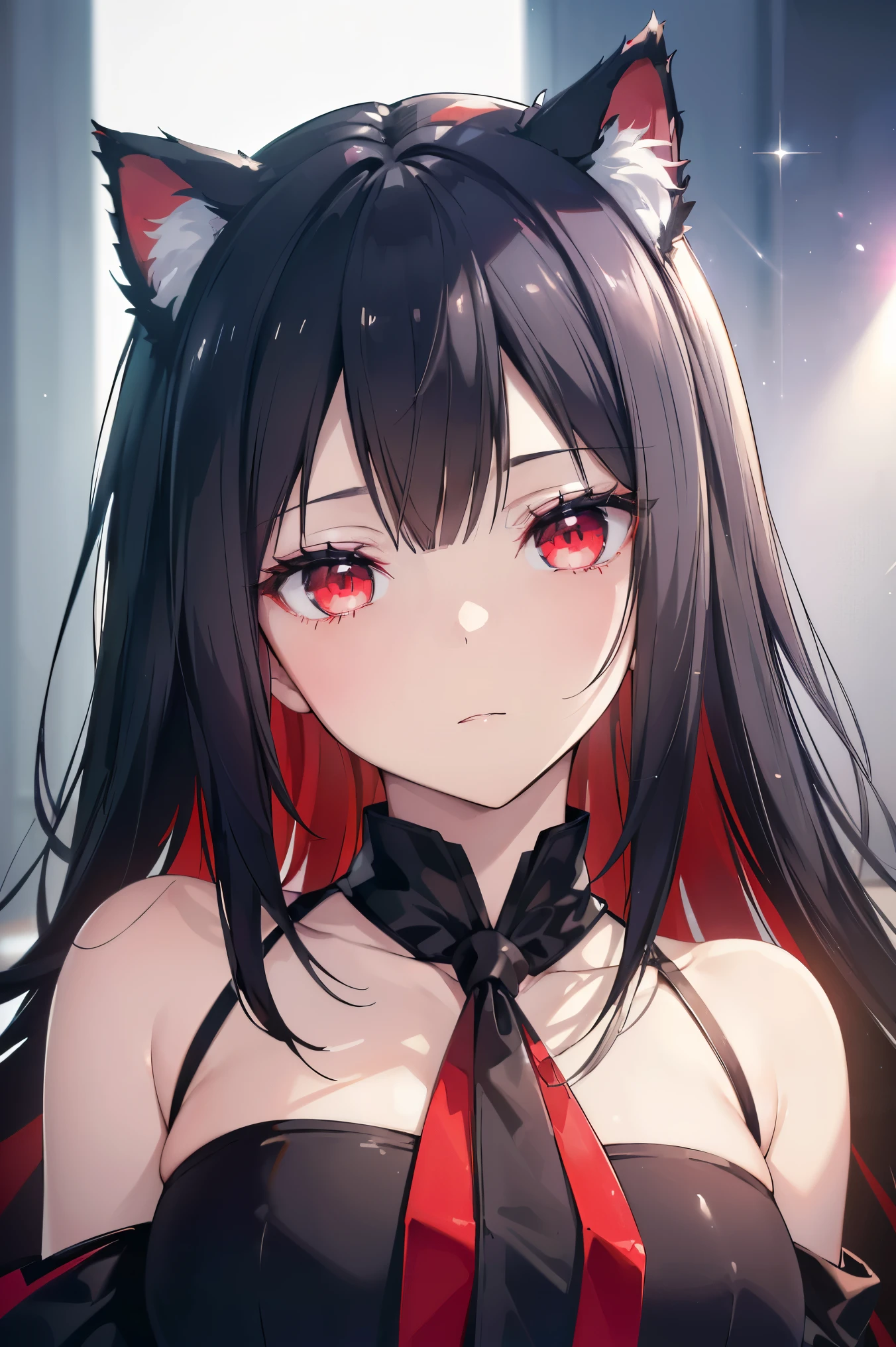 (Cat girl), (smoking), cat ears, black hair, business casual attire, cool, red dress shirt, pretty red eyes, cat tail, ((Crimson Red Eyes eyes: 1.3, Upturned Eyes: 1, Perfect Eyes, Beautiful Detailed Eyes, Gradient eyes: 1, Finely Detailed Beautiful Eyes: 1, Symmetrical Eyes: 1, Big Highlight On Eyes: 1.2)), (((Lustrous Skin: 1.5, Bright Skin: 1.5, Skin Fair, Shiny Skin, Very Shiny Skin, Shiny Body, Plastic Glitter Skin, Exaggerated Shiny Skin, Illuminated Skin))), (Detailed Body, (Detailed Face)), (((Skirt))), High Resolution, Sharp Focus, Ultra Detailed, Extremely Detailed, Extremely High Quality Artwork, (Realistic, Photorealistic: 1.37), 8k_Wallpaper, (Extremely Detailed CG 8k), (Very Fine 8K CG), ((Hyper Super Ultra Detailed Perfect Piece)), (((Flawless masterpiece))), Illustration, Vibrant Colors, (Intricate), High Contrast, Selective Lighting, Double Exposure, HDR (High Dynamic Range), Post-processing, Background Blur