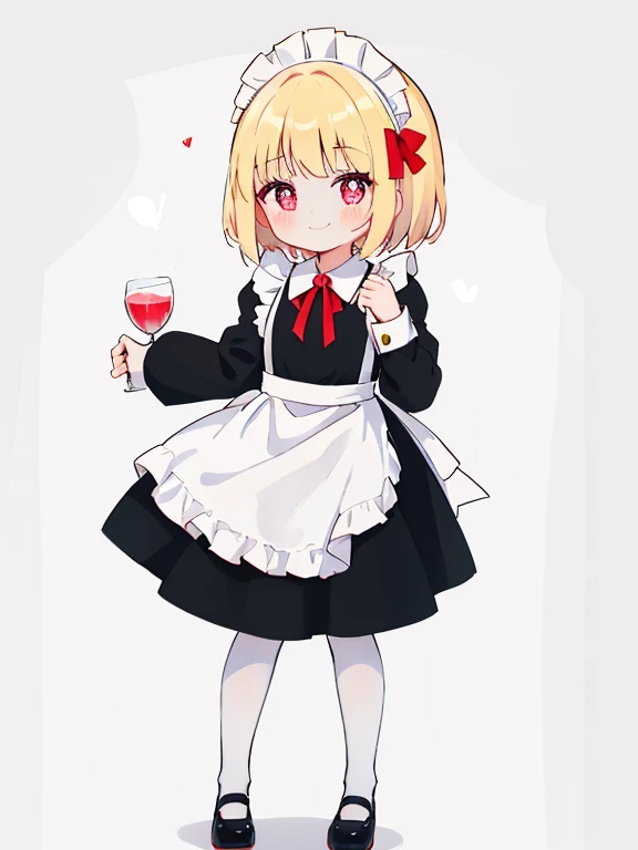 rumia,1girl, , holding skirt, solo, blond hair, red eyes, flatchest, young, white_background, heart, full_body, simple_background, black_footwear, maid, long_sleeves, maid_headdress, smile, alternate_costume, black_dress, closed_mouth, mary_janes, white_pantyhose, white_apron, red_bow, standing, looking_at_viewer, ribbon, blush, maid_apron
star-shaped_pupils,symbol-shaped_pupils,. gorgeous,key visual, vibrant, studio anime,award-winning, professional, highly detailed,high budget, cinemascope,