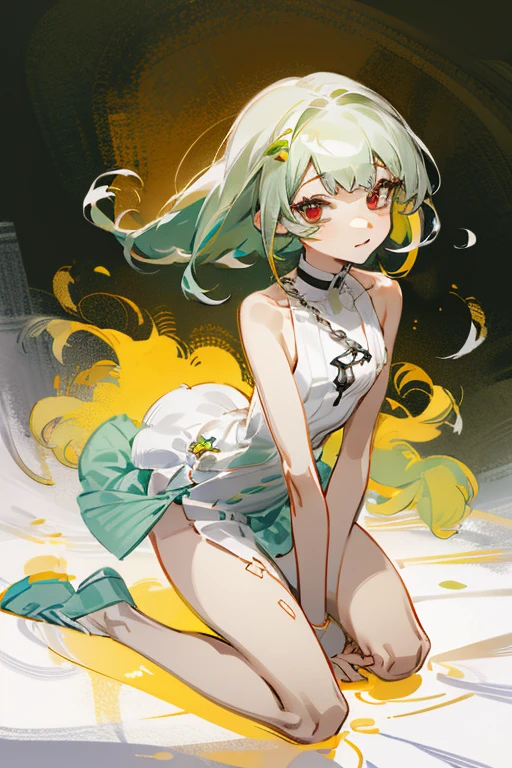 Anime Illustration of a Male Gardevoir, Gijinka, ((1Male, Solo)) Pale Skin , ((Sideswept bangs,)), ((sideswept Hair) , Mint green hair:1.6)) , ((green Shorts )), ((White Long Floor length Skirt)),massive thighs,
huge ass,Dumba