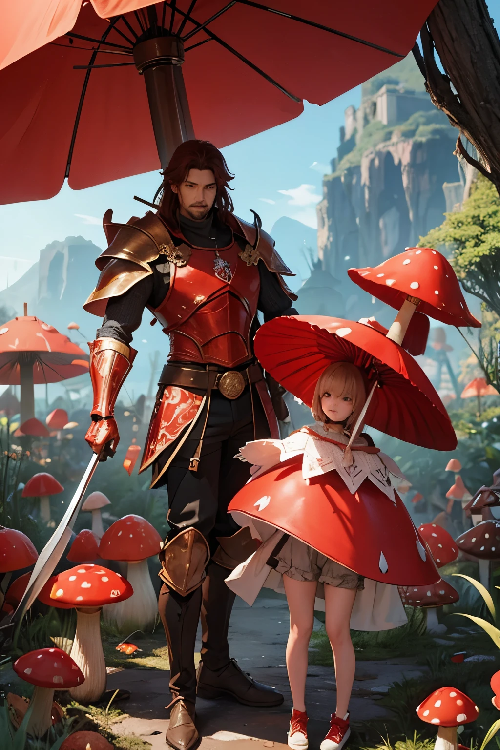 knight of the red mushroom and red mushroom Monster