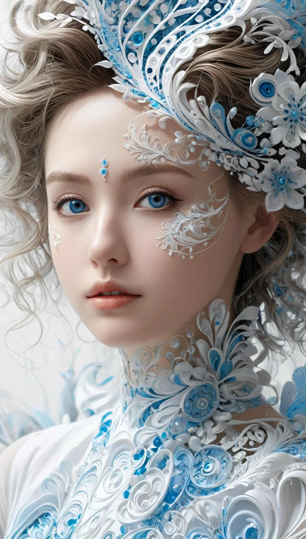 (absurd, high resolution, Super detailed), 1 Girl, Solitary, Very detailed eyes, (Official Art, Beauty and aesthetics: 1.2), (Fractal Art: 1.3), White powder color scheme, Most detailed