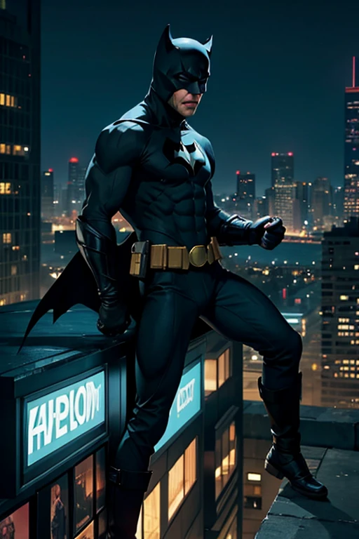 Scott Adkins as Batman on top of a building