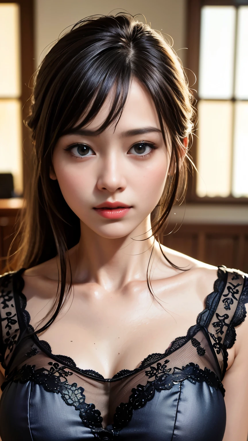 exquisite face,Elaborate Eyes,Clear shirt open,Small breasts、no underwares、adolable,The upper part of the body、The mouth opens in an O-shape