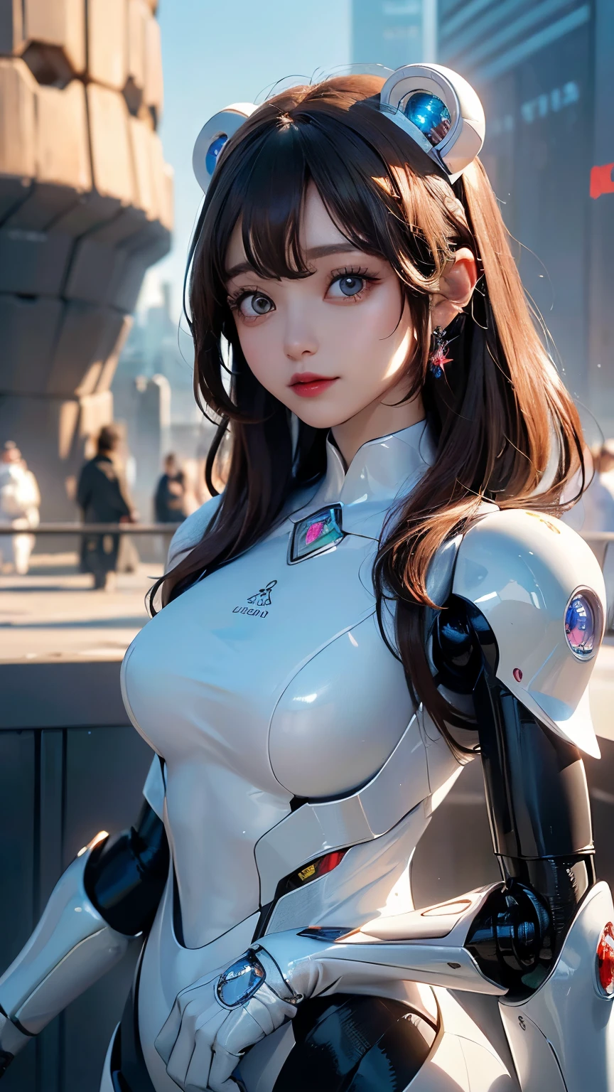 (A melhor qualidade,A high resolution,Ultra - detalhado,real),Ariana Grande female robot parado en un techo con una ciudad al fondo, arte digital by Jakob Gauermann, trends in cg society, arte digital, female robot, futuristic robot, cyberpunk robot, robot girl, ciborgue feminino, mulher ciborgue, (ciborgue branco :1.4) - , Futuristic robot body, science fiction android woman, mulher humanoide, female android, (fundo caverna grandes pedras caverna congelado gelo :1.4),,( ciberpunk 2.1), (Ciborgue de gelo Beartech :1.4), (minissaia branca ciborg :1.4),( Lindos olhos azuis :1.4), (cores brilhantes) 
