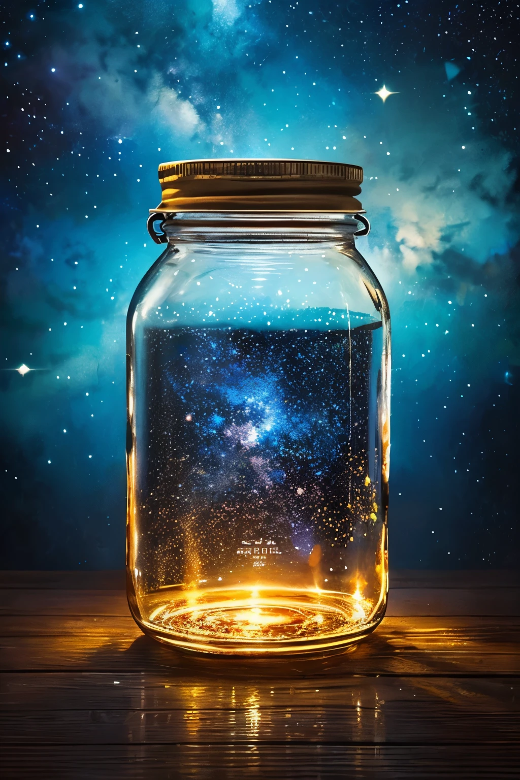 masterpiece、top-quality、(Very delicate and beautiful starry sky landscape trapped in a jar)、world masterpiece theater、high-resolutionisometric、top-quality、illustratio、Impasto、canvas、an oil painting、realism、realisitic