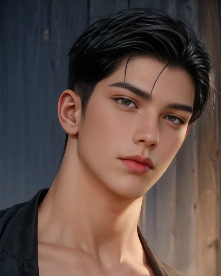 masterpiece, 1boy, young, handsome, black hair, undercut hair, perfect face, detailed eyes and face,black eyes, clean shaved, muscular, capturing a rural atmosphere, dynamic lighting, unreal engine 5