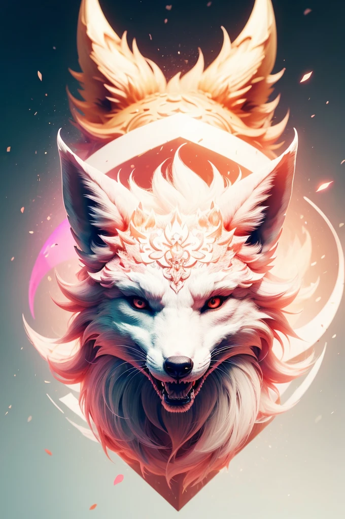 1 Girl,Solitary, Official Art of Happy Smile, Unity 8k Wallpaper, Super detailed, beautiful and aesthetic, beautiful, masterpiece, best quality, Fox Demon, Fox Mask, Pink and white haori jacket, Foxfire Curse, Fox is familiar, Transformation,Depth of Field,