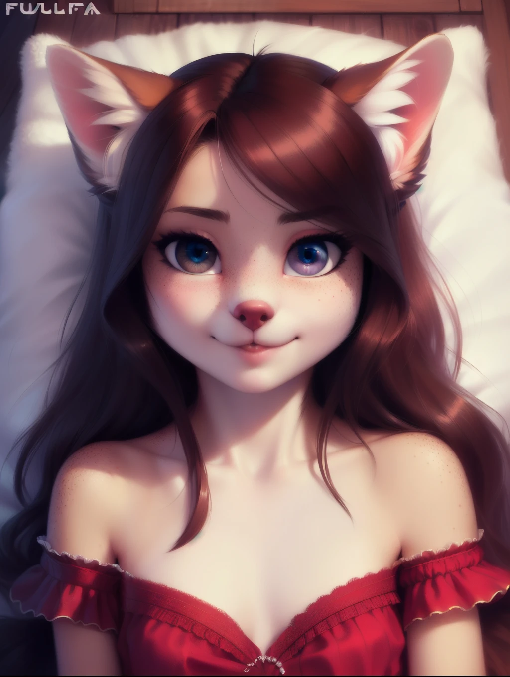 (score_9),beautiful and detailed full body portrait1:2 , ((young 10 year old anthro dog)), anatomically correct, Schlank, Hochgeladen E621, detailed flauschige fur, (von Fluff-Kevlar, Iskra, personalami, Pino Daeni), 1girl, off shoulder dress, adorable, bedroll, missionary position, 1girl, realistic, ultra sharp image, view from above, (solo), highly detailed, first person view, masterpiece, lying on her back, realistic hair, flat chest, dark hair, perfect eyes, absurd resolution, freckles , (kissy face), (Kissing mouth), first kiss, very young girl, sharp focus, blissful look, 