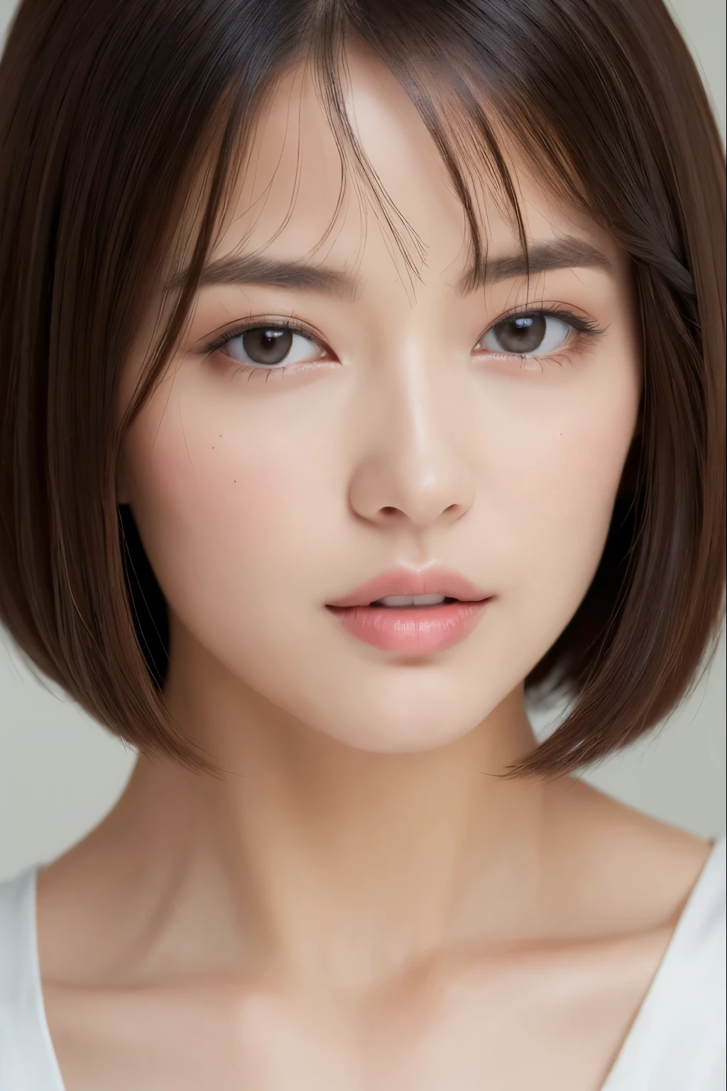 (masuter piece:1.3)、(8K、Photorealsitic、Raw photography、top-quality: 1.4)、(1girl in)、very beautiful face、very beautiful face、very beautiful face、(Very realistic face)、(A dark-haired、short-hair:1.3)、Very beautiful hairstyle、Very realistic eyes、Very beautiful details、(Very realistic skin)、Very beautiful skin、(Underwear)、absurderes、Very attractive、超A high resolution、A hyper-realistic、high-detail、the golden ratio、the golden ratio、the golden ratio、Beauty、Beauty、Beauty。