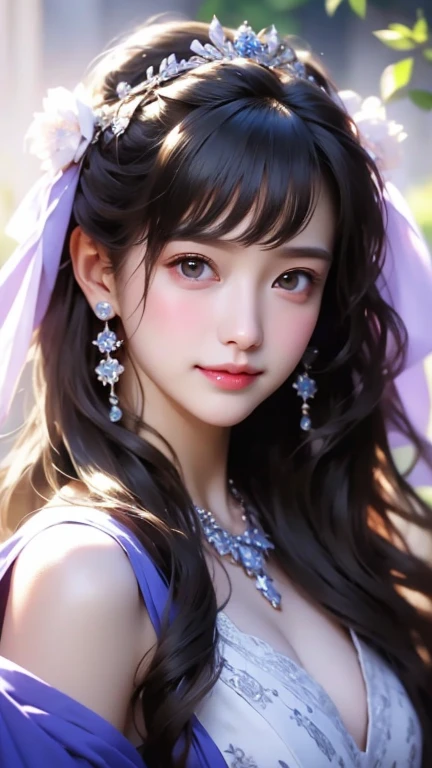 (8k,　High resolution)、1 girl、Full body photo、Beautiful big eyes、(Detailed eyes)、Flaxen Hair、Flowing hair、(Baby Face)、Beautifully detailed face、Beautiful dress、Perfect fingers、（butterfly）（hydrangea:1.5)、Soft Light、(From the top angle)、(Smile:1.5)