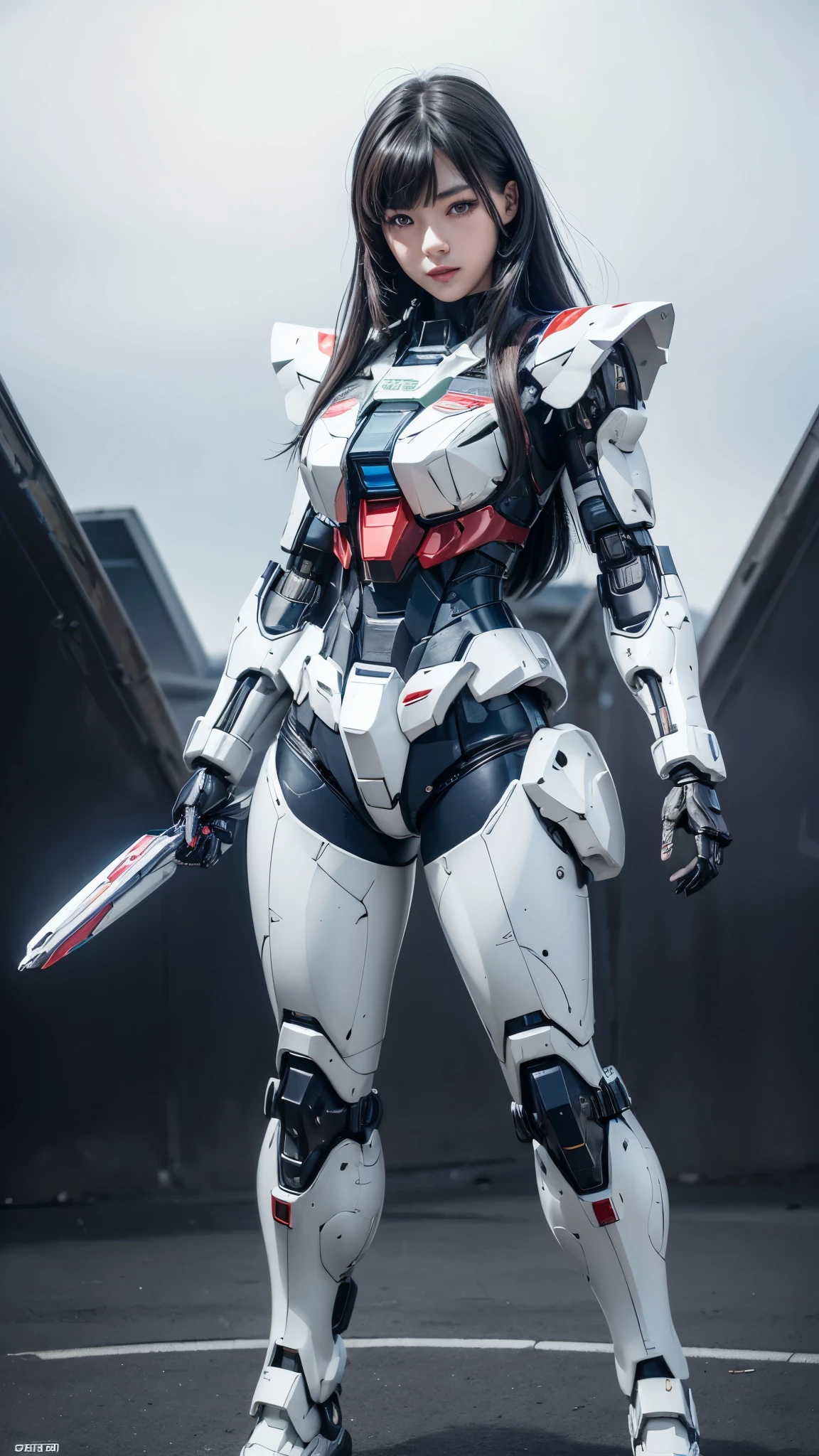 Textured skin, Super Detail, Attention to detail, high quality, 最high quality, High resolution, 1080p, hard disk, beautiful,(Gundam),Beautiful cyborg woman,Mecha Cyborg Girl,battle mode,Girl with a mechanical body,She wears a futuristic Gundam mecha,Full Body Shot