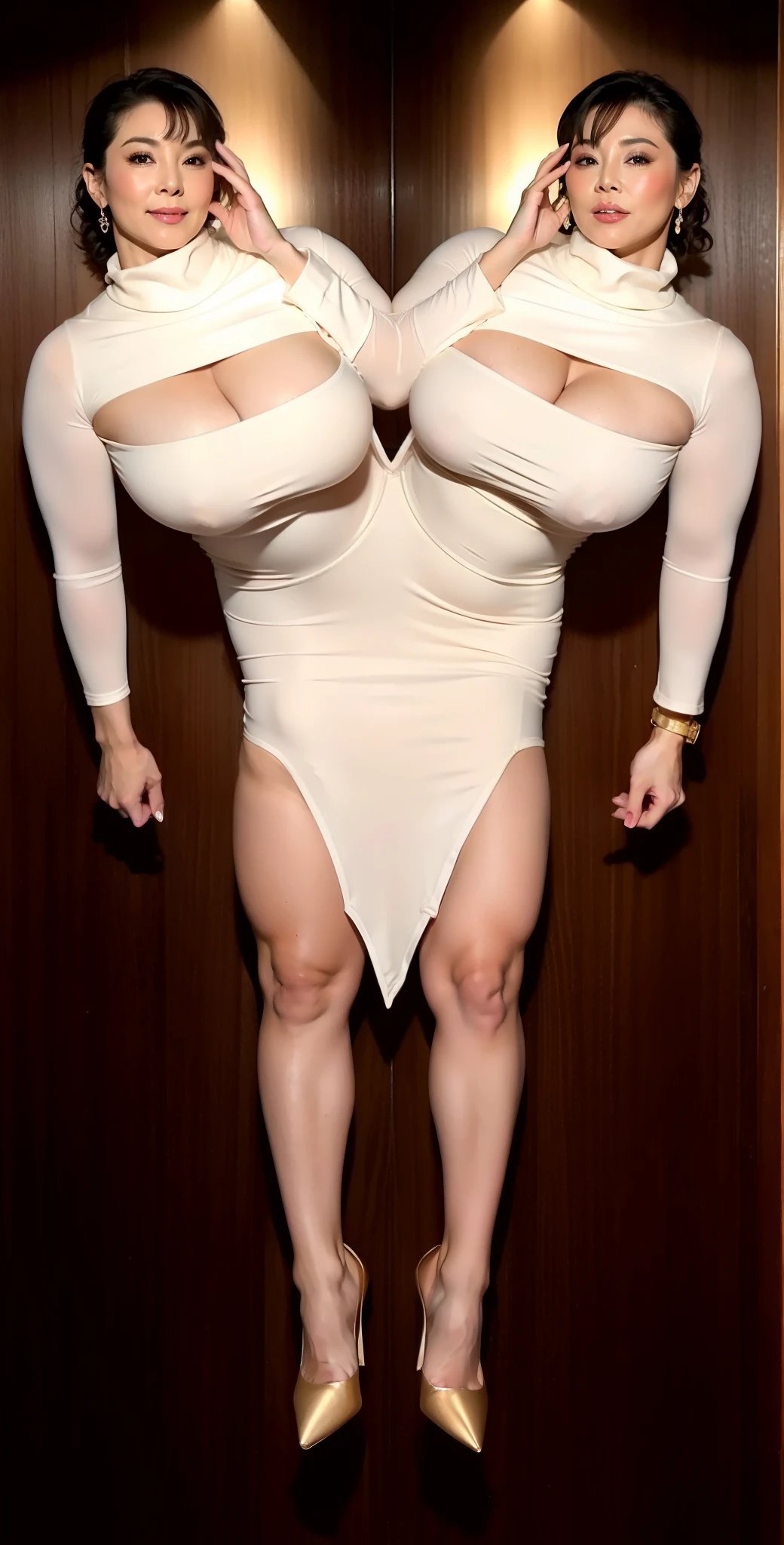 Browsing Caution,nude,(highest quality,8k,masterpiece),Japanese Mature,50 years old,Huge ,Accentuate your cleavage,Glamour,sexy,Muchimuchi,