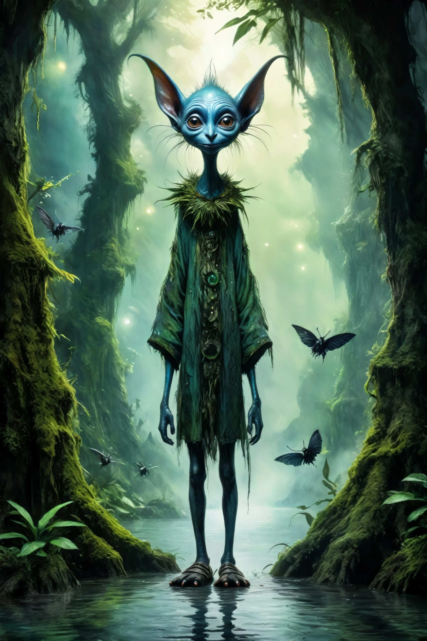 full body length shot,beggar niobium graphite The Alien Entity,native italian babychild, wants eat,survival in criminal amazon forest of future,dangerous traps against fairies between trees,soft colors, Technicolor,natural skin textures, hyper realism, hyper detailed,Extremely detailed,High contrast,Masterpiece,Realistic,Ultra Detailed, intricate details,realistic humid leather,extremly intricate,Epic Realistic, cinematic style,irina yermolova,high contrast,hdr,extremely detailed, [deep night landscape],masterpiece, intricate details, eyes extremely detailed, high detailed eyes,8k resolution,retina, Nikon Z9,China,Songbird,orc,Li River in Guangxi Zhuang of China,Pisces, pointed ears，full body length shot,perfect, Elf，transition between two art styles, Double contact, X-ray, Creative, vivid light, fantasy, Abstract, Surrealism, super detailed, high resolution, stop:35;
