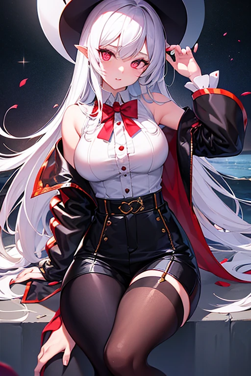a young japanese woman, 1 girl, beautiful detailed eyes, beautiful detailed lips, extremely detailed face, long hair, slim, 25 years old, wearing sunglasses on her head, black jacket, white button-up shirt, purple gloves, shorts, thigh highs, garter belt, detailed clothing, masterpiece, photorealistic, 8k, cinematic lighting, vibrant colors, elegant, fashion portraitAraffe dressed as a snow White with a red bow and a red bow, Beautiful vampire queen, 臉紅 realistic role play, 《Adventure Treasure》Marceline, anime girl role play, 4K HD snow White hair, Beautiful vampire queen, snow White as a d &D Fighter, snow White, anime role play, role play, Vampire Camilla, Has long black hair, on the street,Torn clothes,big breasts big areolamasterpiece, best quality, high quality, Very detailed CG uniform 8k wallpaper, blossoming landscape, dry place,such as an empty desert, dearest, cunning, mono lake, common tree, 3D digital painting, Award-winning photography, Bokeh, Depth of Field, HDR, bloom, Chromatic Aberration, Reality, Very detailed, Popular on artstation, Popular on CGsociety, Wheels within wheels, High Detail, Dramatic, midjourney's Artwork 1Girl, (Dakota:1.0), blue eyes, Pixie Short Hair, blush, Human Resources Bikini (Large Breasts:1.0), (Large areola:1), , (Pure face_V1:0.5) Increase height Clothes got wet