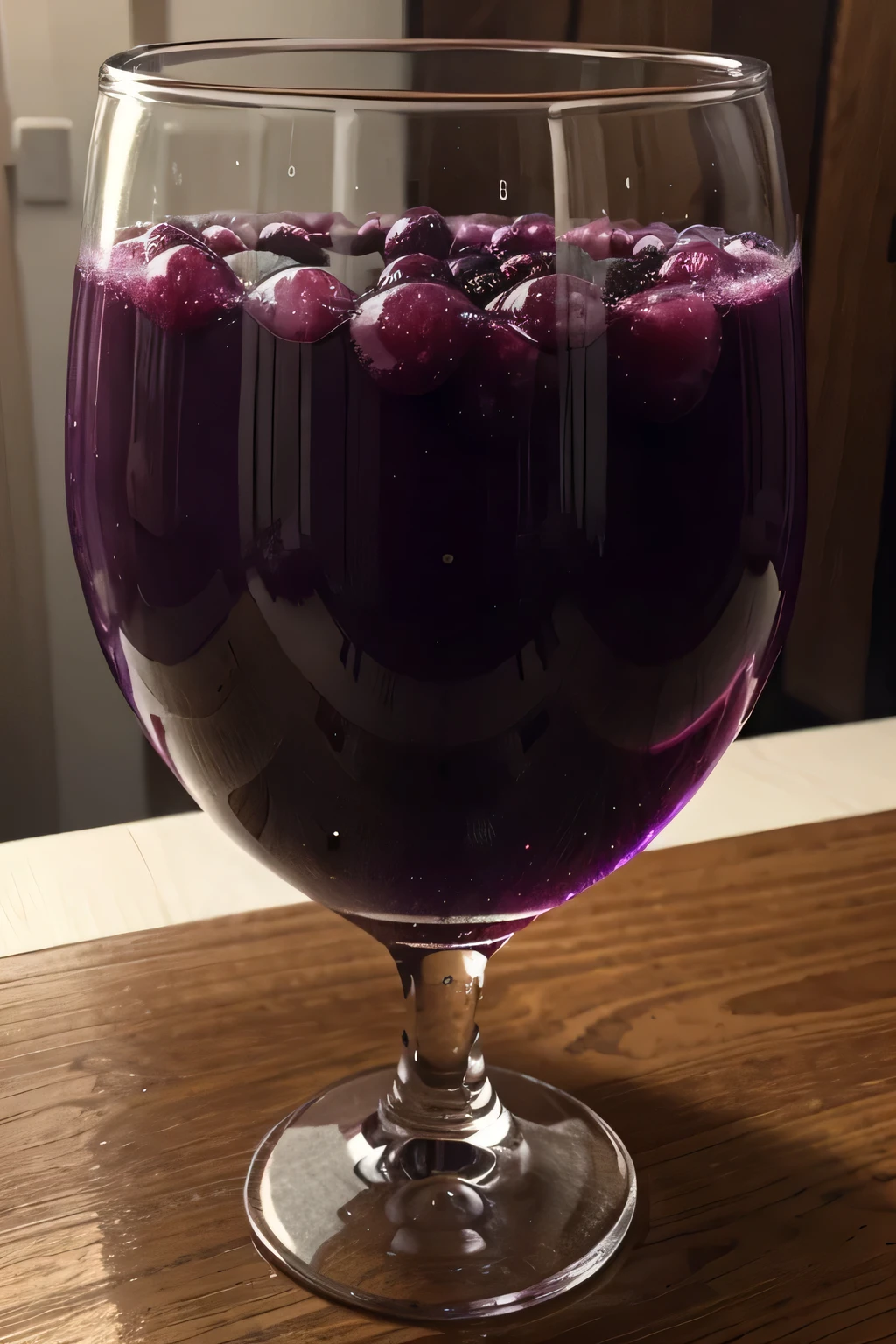 Grape colored juice , gas bubbles, fresh , in glass , decorated