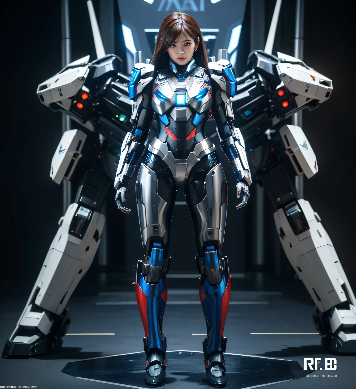  Very detailed, Advanced Details, high quality, Better Quality, High resolution, 1080p, hard disk, beautiful,(Iron Patriot),beautiful,Mecha Cyborg ,Battle Mode, machinewith body,She wears a futuristic Iron Patriot mech,Full Body Shot,A powerful cyborg woman, sleek and futuristic, with advanced mechanical augmentations that enhance her strength and capabilities.