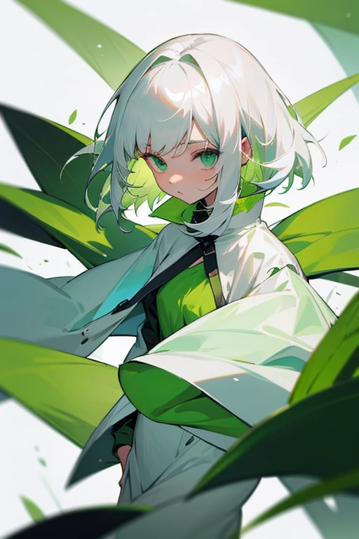 White hair and green clothes girl