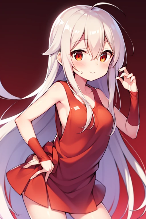 One girl, Underarm_peak, Thousand houses_(Urara_Meirochou), hair_between_eye, Harikamo, length_hair, formal_art, red_eye, Silver_hair, alone, Urara_Meirochou