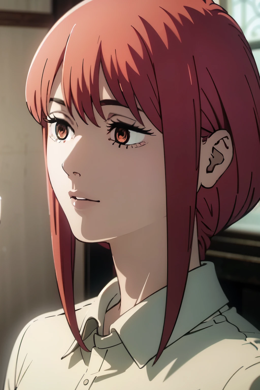 ((best quality)), ((masterpiece)), (detailed), perfect face. Asian girl. Red hair.