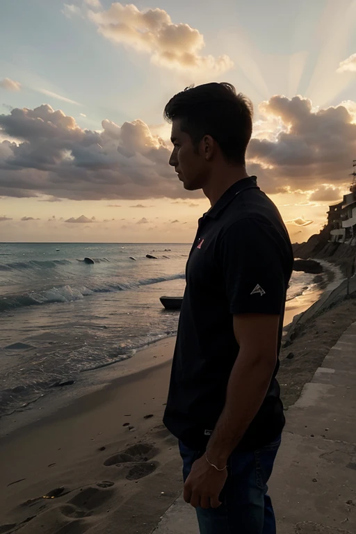 Hombre mirando acia el atardecer