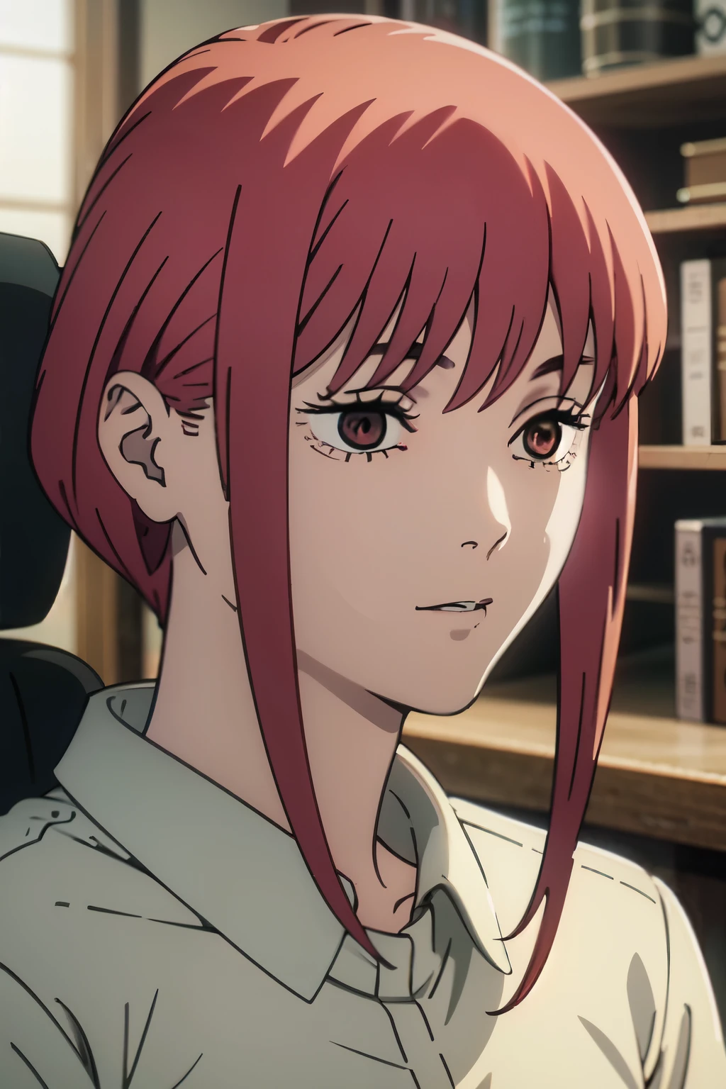 ((best quality)), ((masterpiece)), (detailed), perfect face. Asian girl. Red hair.