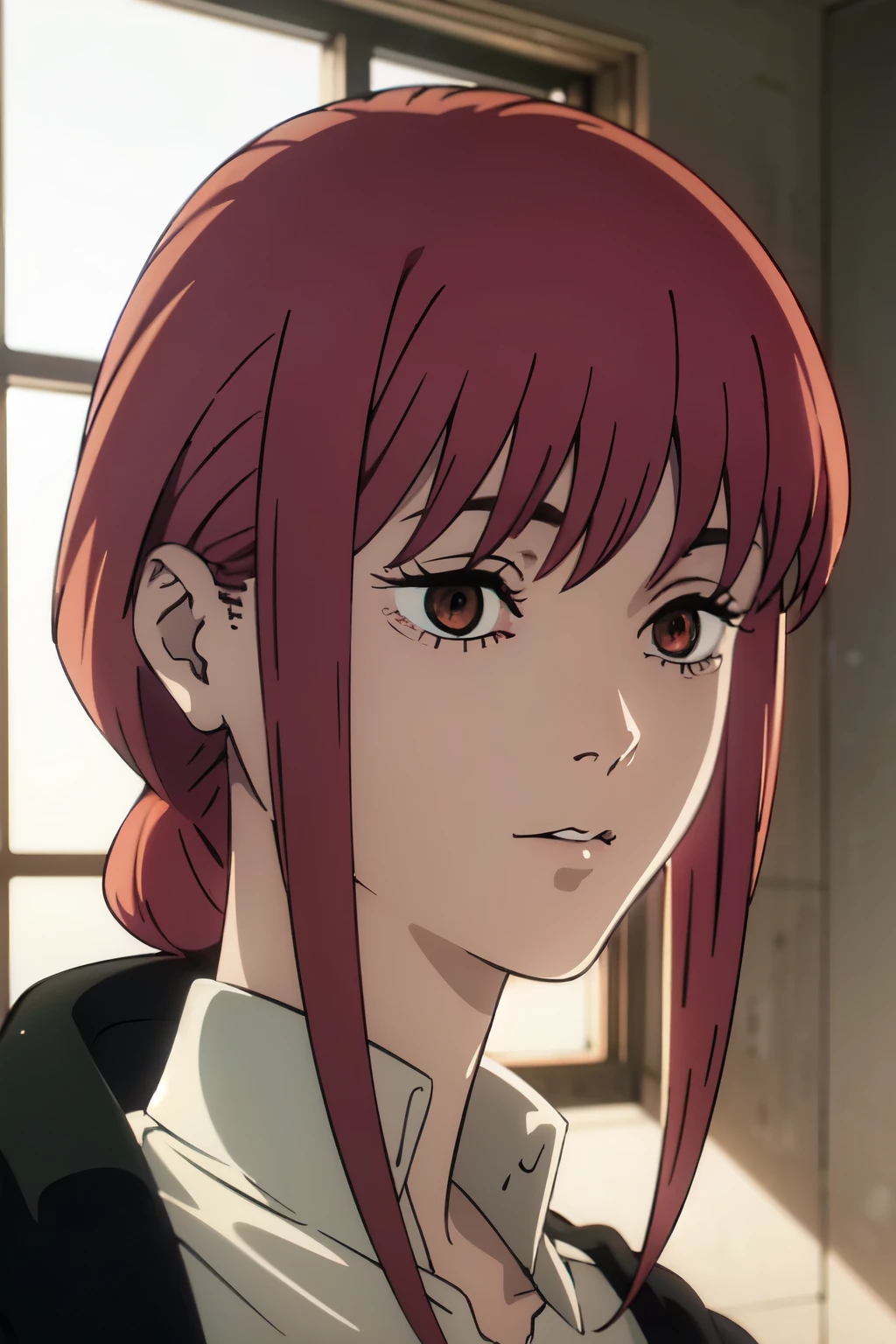 ((best quality)), ((masterpiece)), (detailed), perfect face. Asian girl. Red hair.