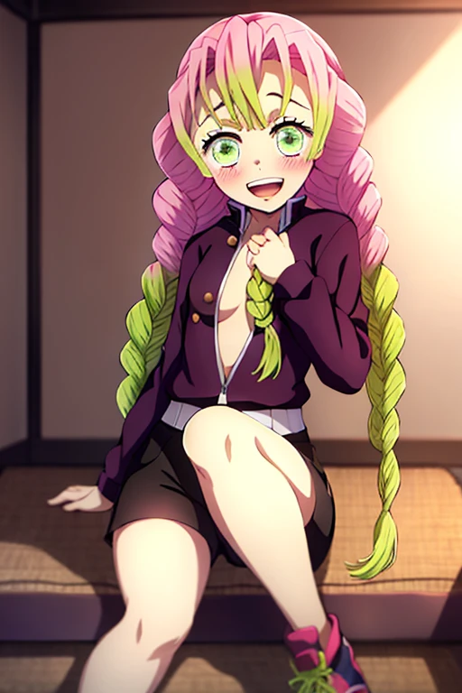 Mitsuri Kanroji,Desbuda opening her legs next to Nezuko