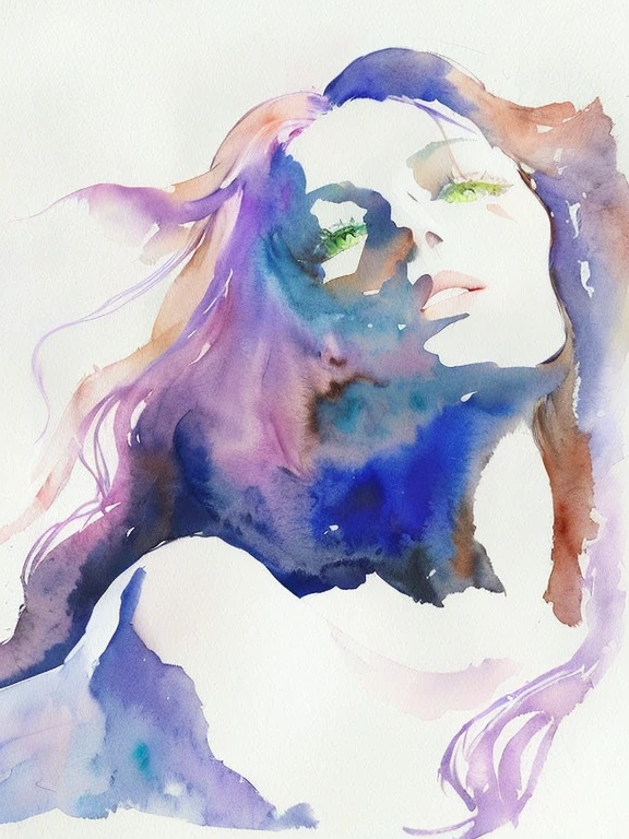 painting of a woman with long hair and a purple dress, watercolor art, intense watercolor, watercolor art on paper, water color art on paper, watercolor on paper, watercolour, water color on paper, watercolor, watercolored, watercolor drawing, watercolour painting, watercolor painting, watercolor illustration, loose watercolor drawing, watercolor style, waterpaint art, watercolor detailed art, watercolor artstyle