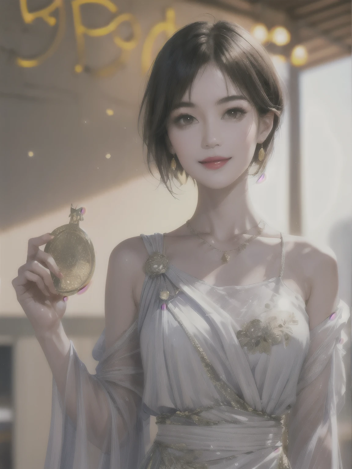 235 20-year-old female, short hair, Summer travel magazine, A kind smile, lipstick, Photo quality, Ultra-realistic