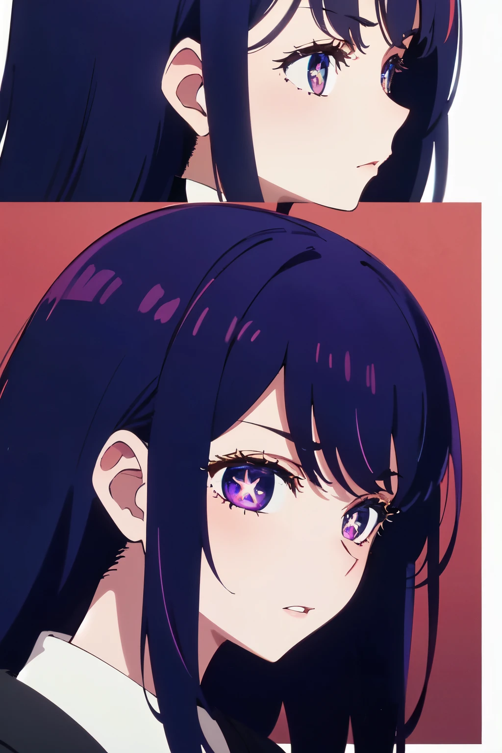 ((best quality)), ((masterpiece)), (detailed), perfect face. Asian girl. Purple hair. Purple eyes. Star eyes.