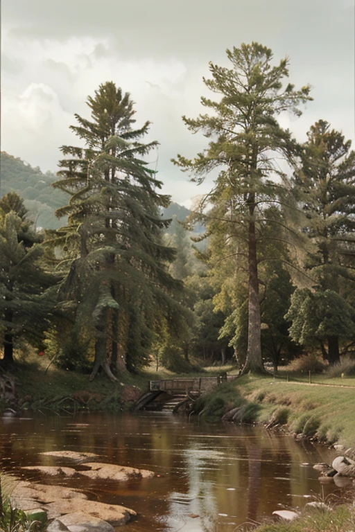 Rainy morning, realistic, landscape,