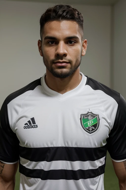 Jogador do Wolfsburg branco cabelo preto curto e barba 
