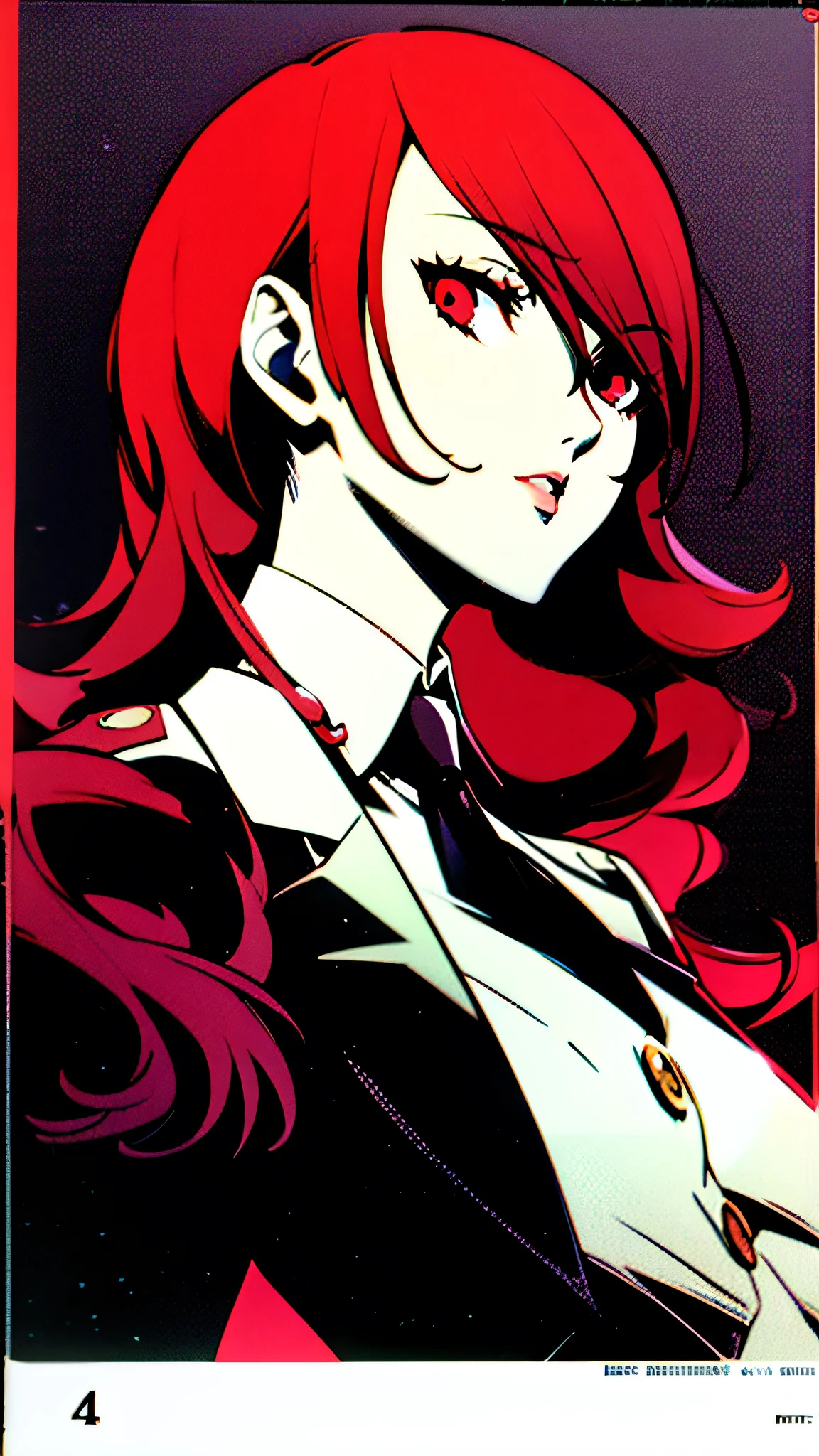 Mitsuru kirijo, portrait, suit, tie, red eyes, 1girl