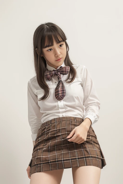 (masterpiece, best quality:1.2), (realistic,photo-realistic:1.4), RAW photo, highres, extremely detailed, intricate details, cinematic lighting, (front view, view from below:1.3), a female, Indonesian face girl, wear skirt, Girl sitting on chair, open crossing leg, seeing panties on skirt, visible white panties open leg, in school classroom, (full body,loafers:1.5), large breasts, (fine fabric texture, white shirt, plaid mini-skirt, school bowtie, socks:1.2), detailed eyes, detailed face, fine-textured skin, pale skin,
(peeing self,urination:1.4),(ashamed:1.2),
desperate for peeing, wetting her clothes, pee runing down her legs, pee desperation pose, pee desperate face, big pee pudle,
indoors, photo background,