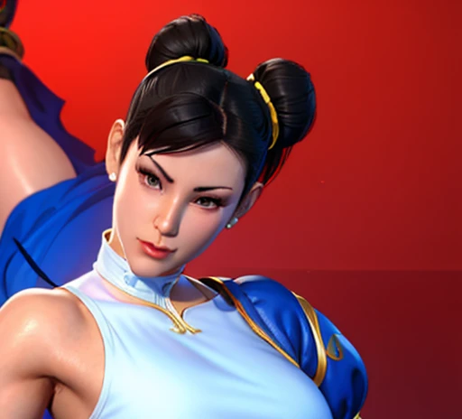 Chun Li  labios rojos  traje iconico de Chun Li 