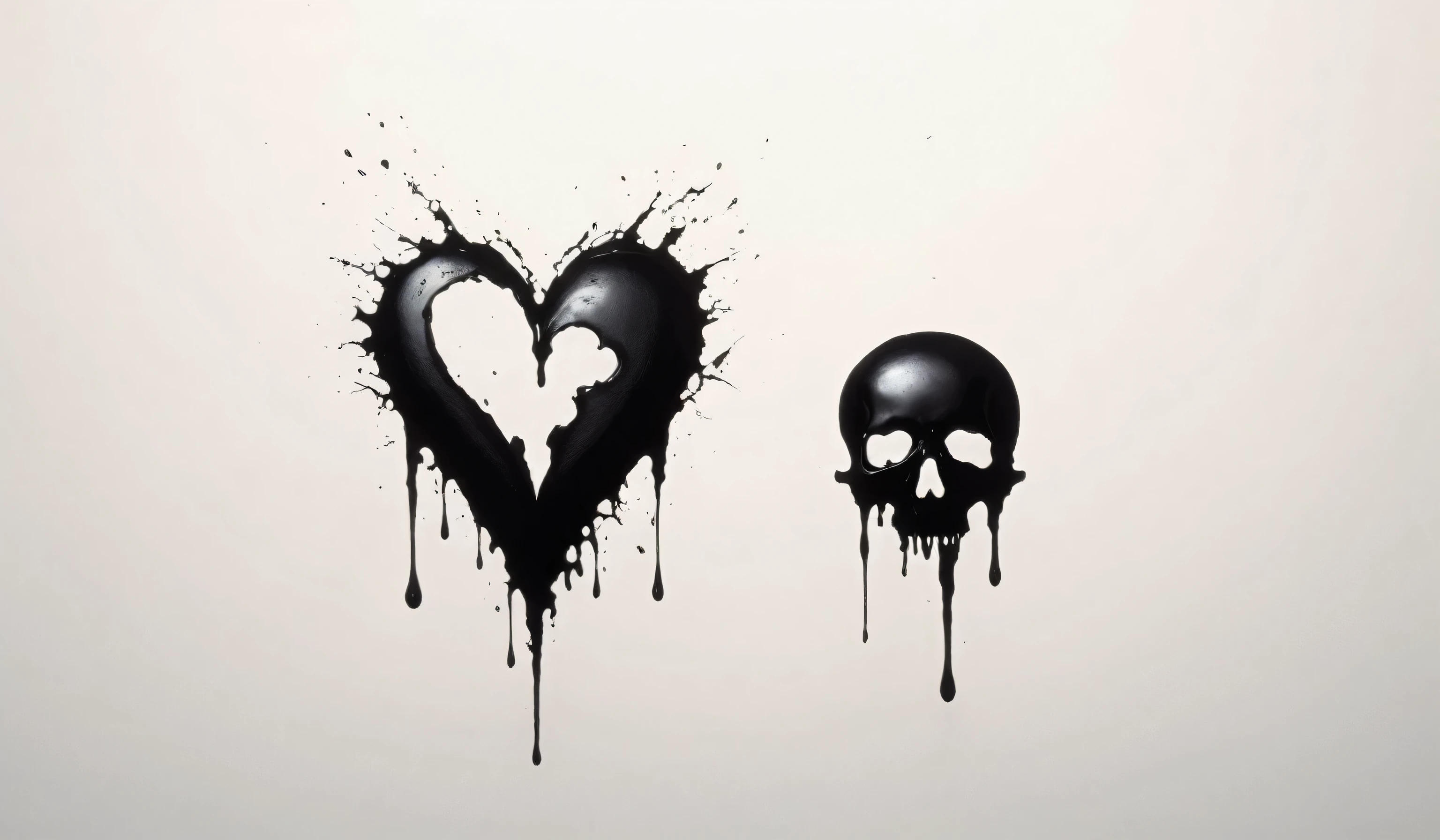 Create a simple and elegant“Love and Death" logo, shedding niobium tears. The design should convey a strong sense of sadness and melancholy, using a minimalist approach with clear ugly lines and using only deep black, nicola samori,ben templsmith,Irina Yermolova