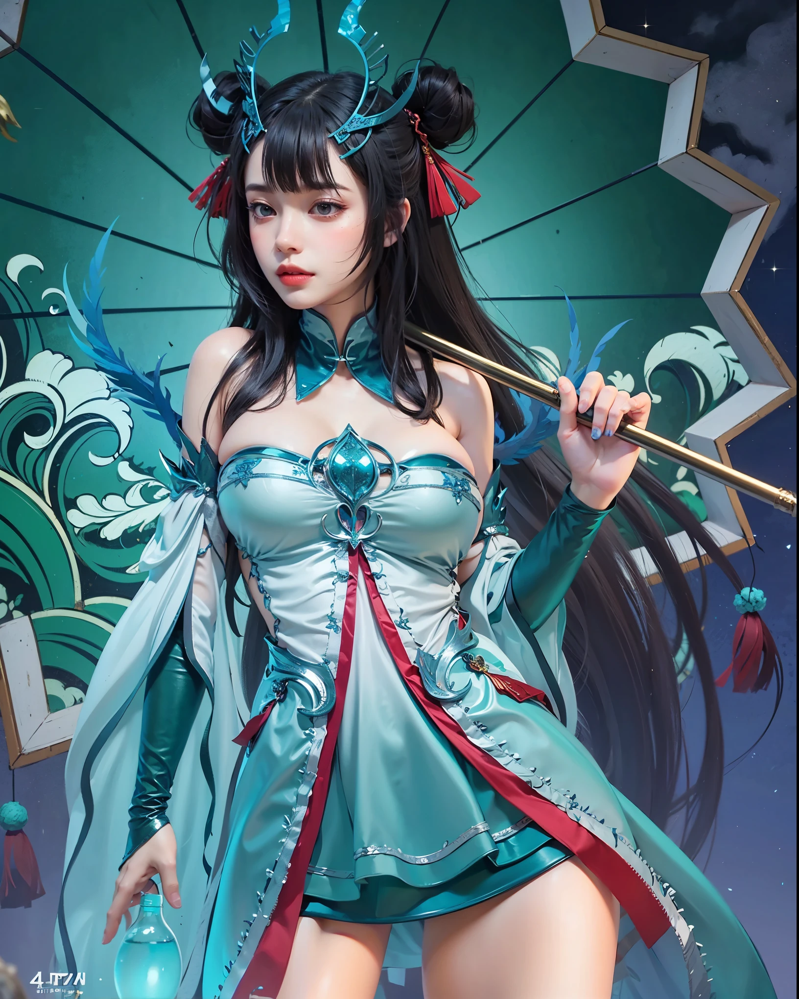 a close up of a 4 girls , white and black hair , big booobs , shadowbringers cinematic, 4 k detail fantasy, a beautiful fantasy empress, game cg, xianxia fantasy, xianxia hero, 2. 5 d cgi anime fantasy artwork, cinematic goddess close shot, ruan jia and artgerm, wow 4 k detail fantasy, hyperdetailed fantasy character