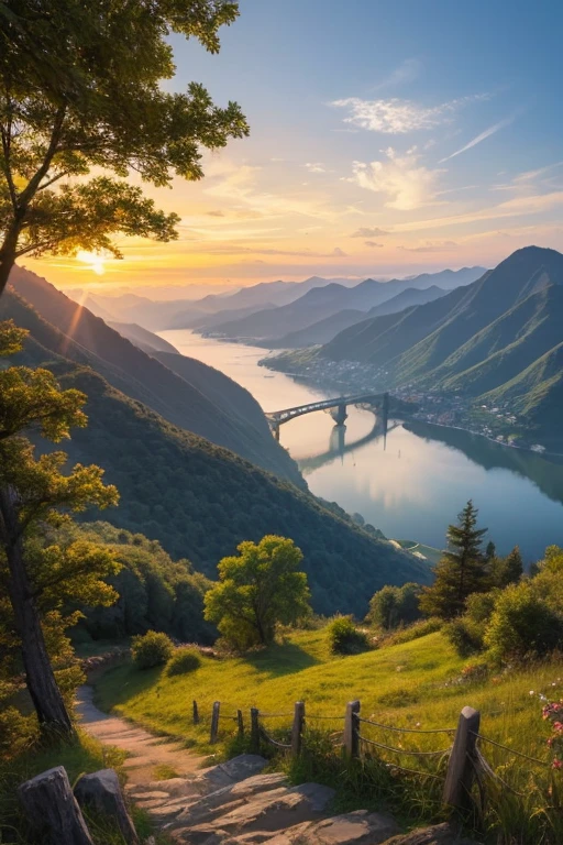 highest quality、Landscape painting、evening、nature、Beautiful views