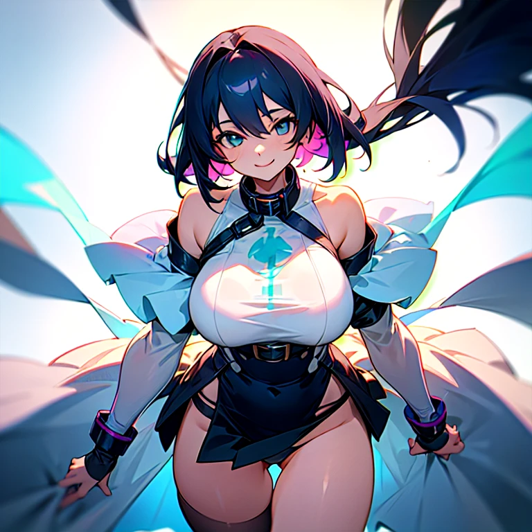  girl with big breasts bushing and smiling. with a collar around her neck and reviling clothes That is Just a see through Tight fight cold Shoulder Tube top And a micro skirt That shows her Panties 