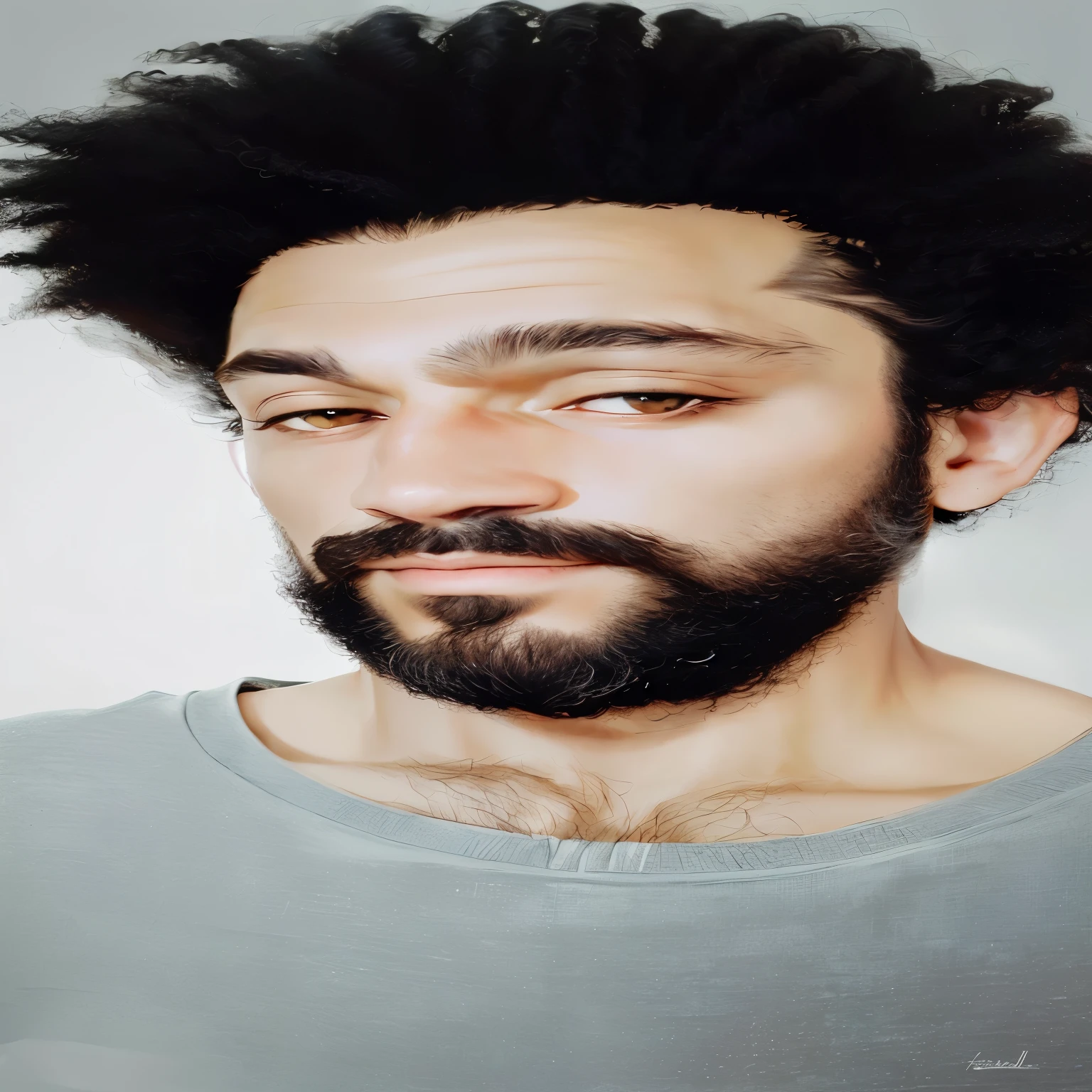 there is a man with a beard and beard, barba preta encaracolada, barba preta encaracolada, taken at the beginning of 2020, I agree with you, retrato de alta qualidade, Jorge A. tsoukalos, profile picture with headshot, com um ar desarranjado, mo salah, um homem negro com longos cabelos cacheados, com afro, retrato da vida real, sem barba