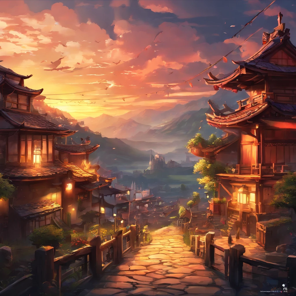 ((highest quality,8K，Uncertain resolution，16k, masterpiece: 1.3))A view of the village with many lights on the buildings, A dreamlike Japanese city, , Awesome Wallpapers, Japanese Street, Japanese Village, 超リアルな町のphotograph, Old Asian Village, Japanese cities, night, cyber punk，castle town，Detailed texture，beautifully照らされた建物, Detailed，evening, beautifully、Landscape only，aesthetic, photograph, Cinematic， A harmonious and dreamy composition，8K Ultra HD, HDR，Unique Design，One and only，A magnificent composition，One Scene，Anime Style，Studio Lighting，Ultra Wide Angle，Original elements，Full body description，Dynamic Angles，Symbolism，Dynamic Lighting，Professional Color Grading，Creative，Extreme detail，Glow effect